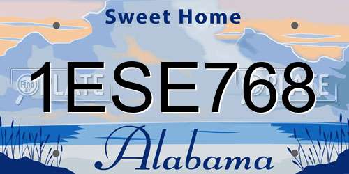1ESE768 Alabama License Plate