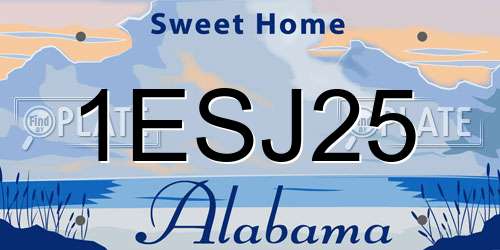 1ESJ25 Alabama License Plate
