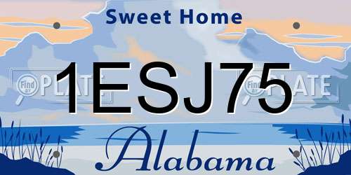 1ESJ75 Alabama License Plate