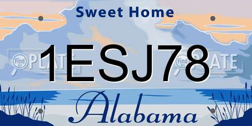 1ESJ78 Alabama License Plate