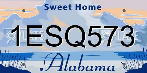 1ESQ573 Alabama License Plate