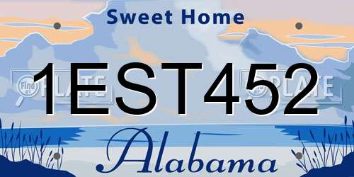 1EST452 Alabama License Plate