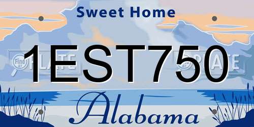 1EST750 Alabama License Plate