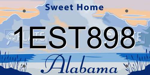 1EST898 Alabama License Plate