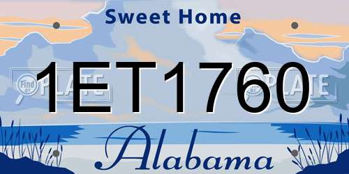 1ET1760 Alabama License Plate