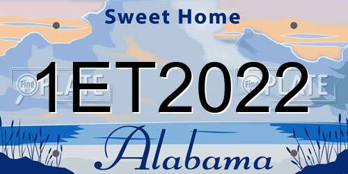 1ET2022 Alabama License Plate