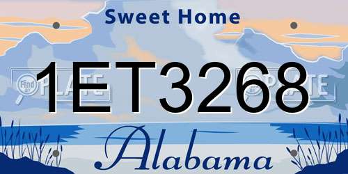 1ET3268 Alabama License Plate