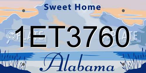 1ET3760 Alabama License Plate