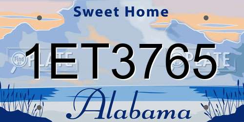 1ET3765 Alabama License Plate
