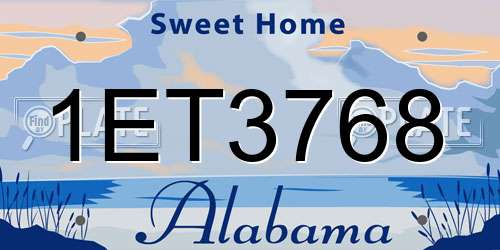 1ET3768 Alabama License Plate