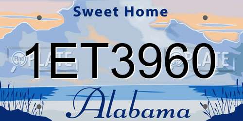 1ET3960 Alabama License Plate