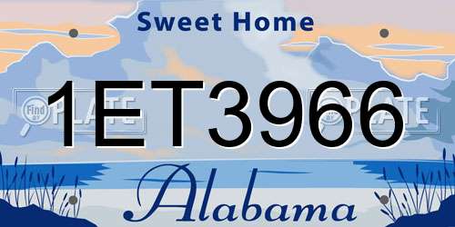 1ET3966 Alabama License Plate