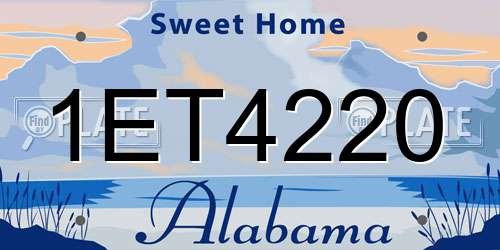 1ET4220 Alabama License Plate