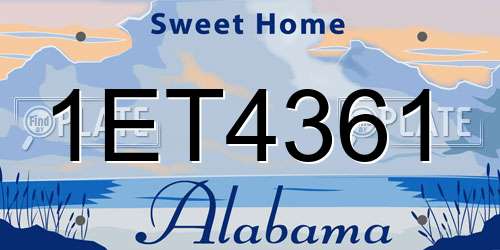 1ET4361 Alabama License Plate