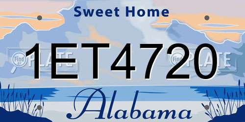 1ET4720 Alabama License Plate