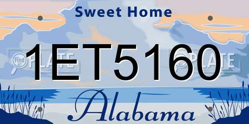 1ET5160 Alabama License Plate