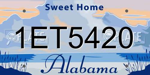 1ET5420 Alabama License Plate