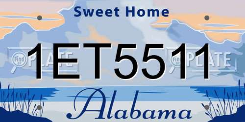 1ET5511 Alabama License Plate