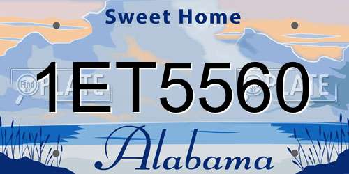 1ET5560 Alabama License Plate