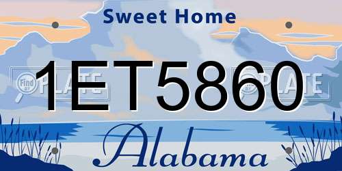 1ET5860 Alabama License Plate