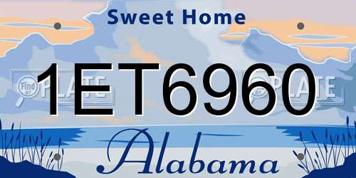 1ET6960 Alabama License Plate
