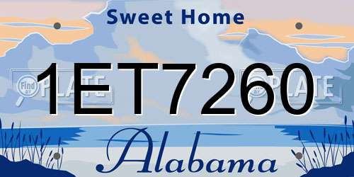 1ET7260 Alabama License Plate