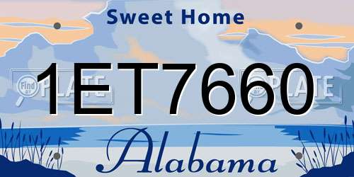 1ET7660 Alabama License Plate