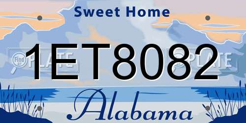 1ET8082 Alabama License Plate