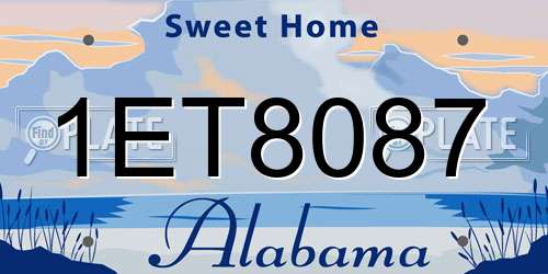 1ET8087 Alabama License Plate