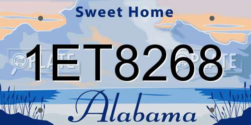 1ET8268 Alabama License Plate