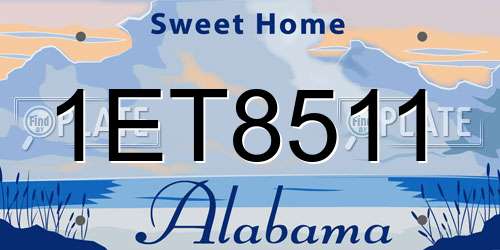 1ET8511 Alabama License Plate