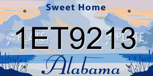 1ET9213 Alabama License Plate