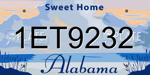 1ET9232 Alabama License Plate