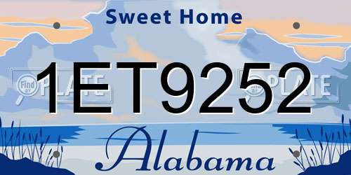1ET9252 Alabama License Plate