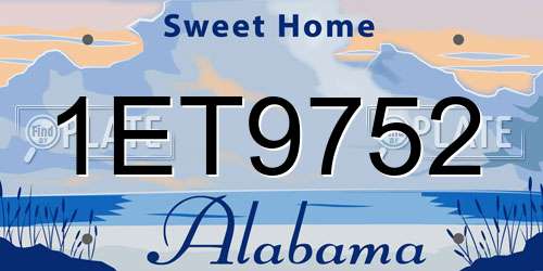 1ET9752 Alabama License Plate