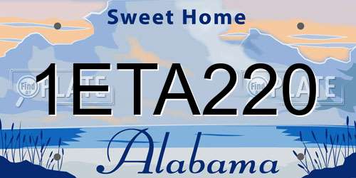 1ETA220 Alabama License Plate
