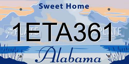 1ETA361 Alabama License Plate