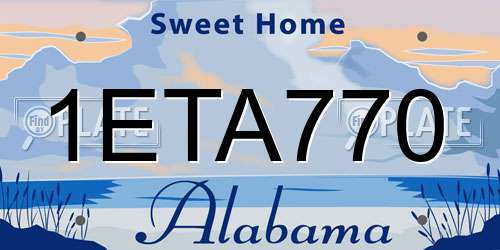 1ETA770 Alabama License Plate