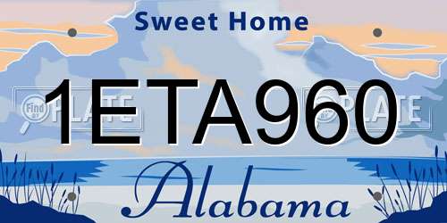 1ETA960 Alabama License Plate