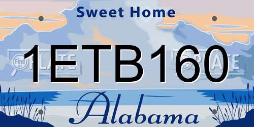 1ETB160 Alabama License Plate