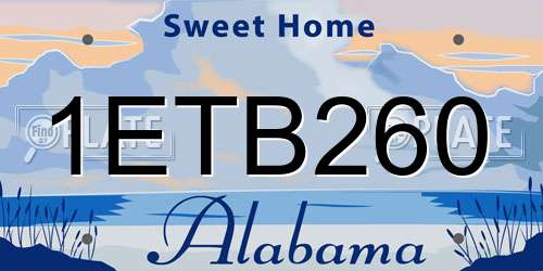 1ETB260 Alabama License Plate