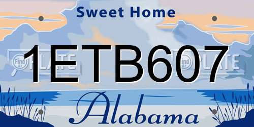 1ETB607 Alabama License Plate
