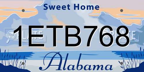 1ETB768 Alabama License Plate