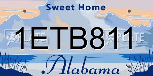 1ETB811 Alabama License Plate