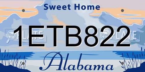 1ETB822 Alabama License Plate