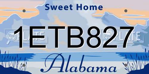 1ETB827 Alabama License Plate