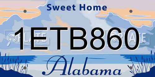 1ETB860 Alabama License Plate
