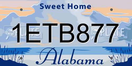 1ETB877 Alabama License Plate