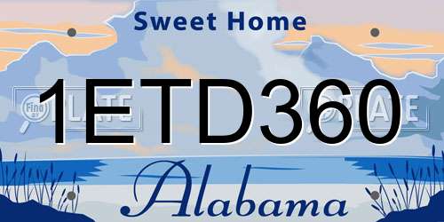 1ETD360 Alabama License Plate