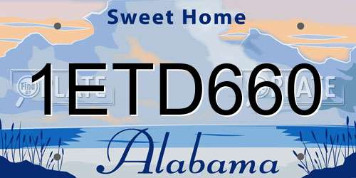 1ETD660 Alabama License Plate